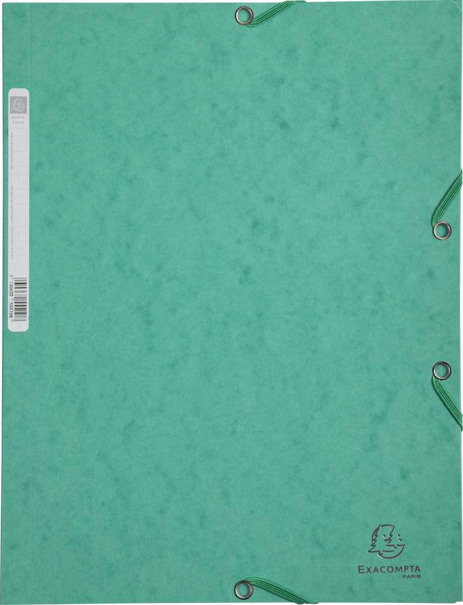 Exacompta 25x Elastomap 3 kleppen in glanskarton 400g/m2 - A4 - Groen - 55503E