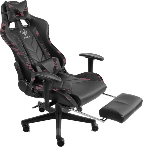 Gamingstoel met voetensteun - Ergonomische bureaustoel - Langdurig gamen - Verstelbare 4D armleuningen - 51 x 55 x 140 cm — afbeelding 2