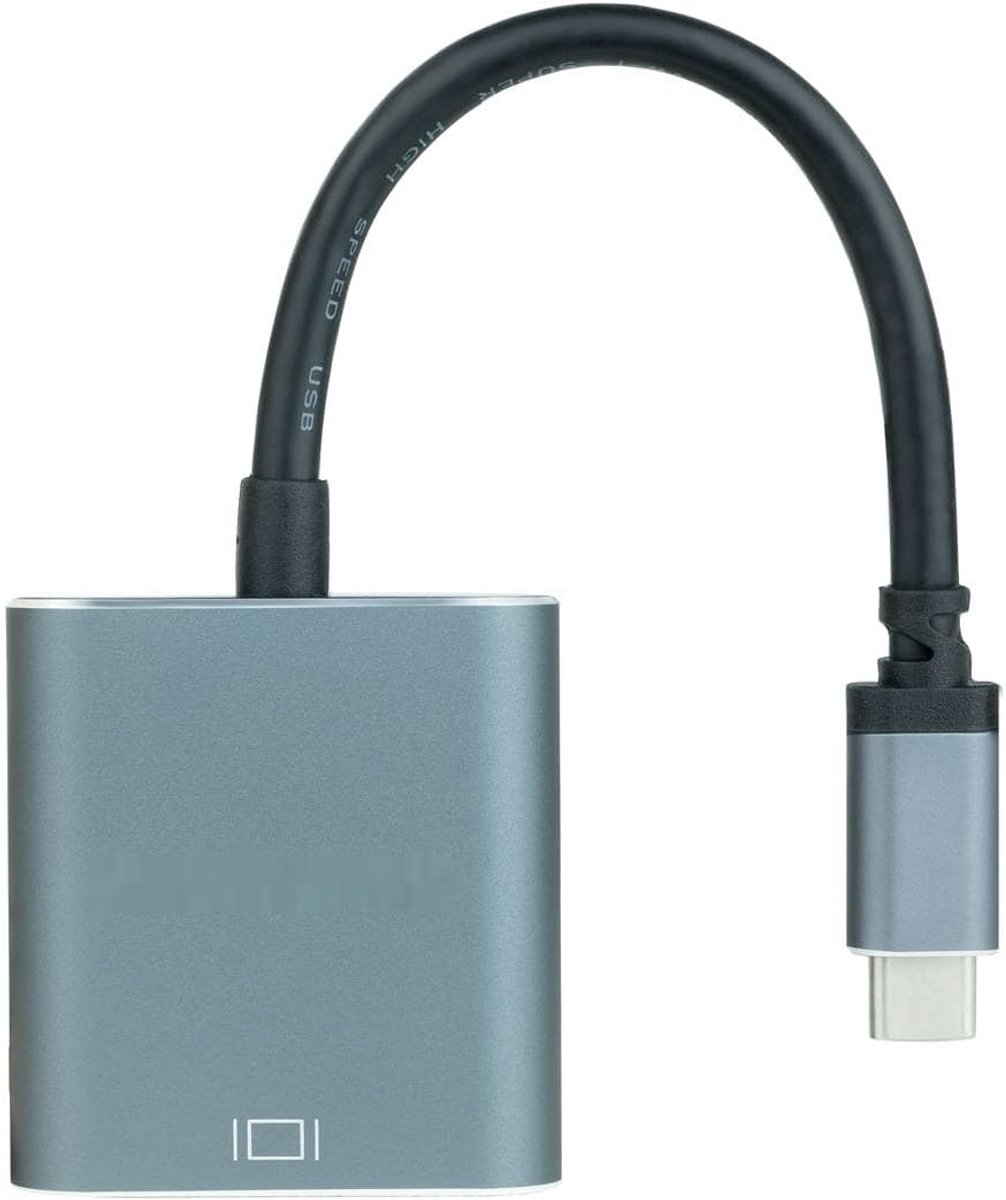 USB-C naar VGA - Adapter Kabel - Presenteren Delen - Aluminium Behuizing - 10 cm Lengte - Grijs