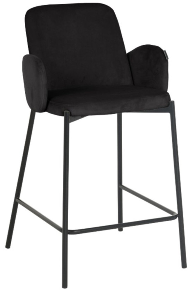ExitoDesign GUSTO - Velvet Barkruk - Zwart - 65 cm Hoogte - Met Armleuningen