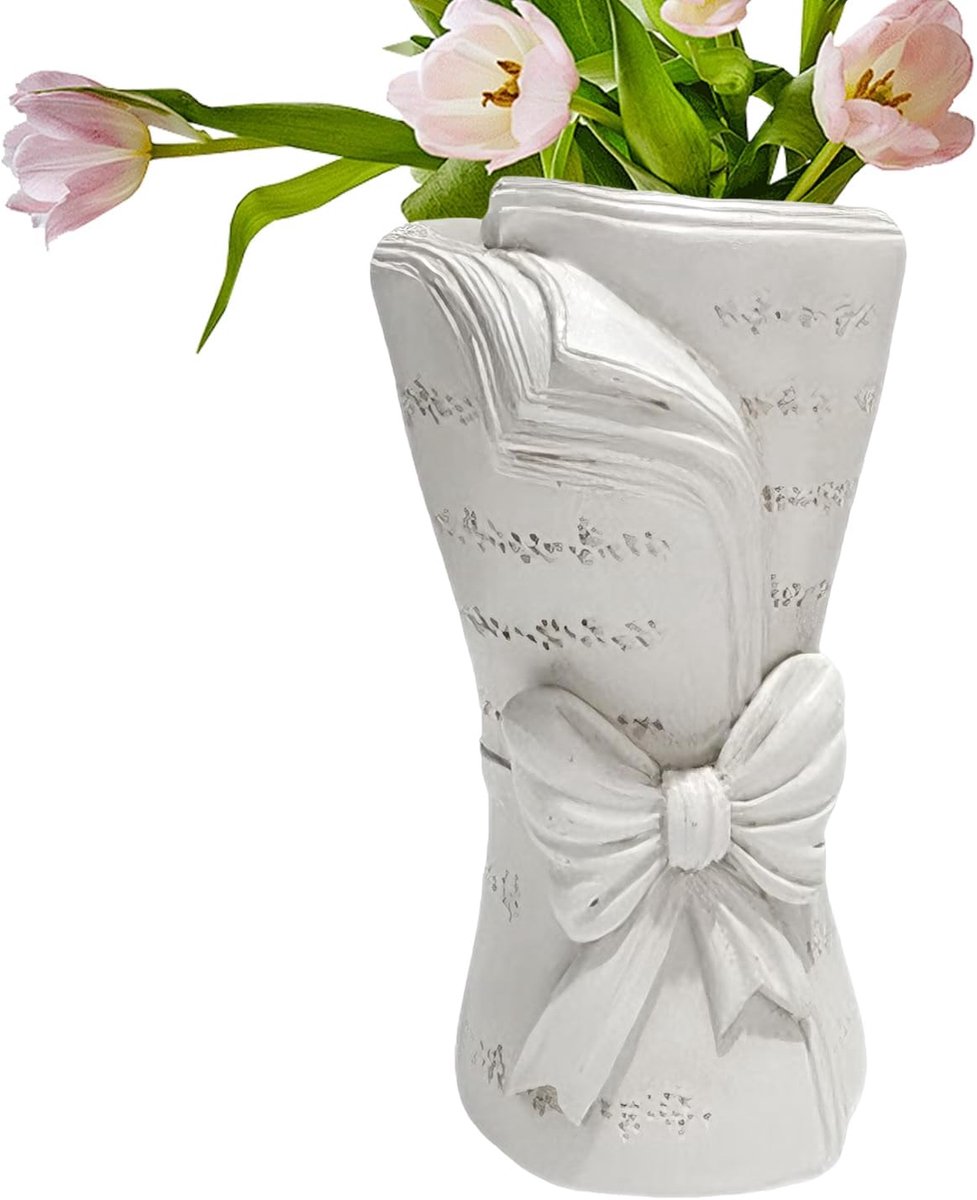 Boekvormige vaas - Decoratieve bloemenhouder - Bloemen presenteren - Uniek boekdesign - 13 x 5 x 5 cm