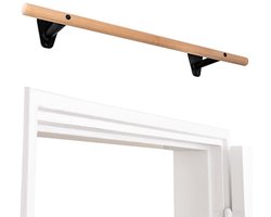 PULLUP & DIP Wood - Houten Pull-up Stang Wandmontage - Premium Beukenhout - 40mm Grip Diameter - Extra Brede Grip (100 cm)