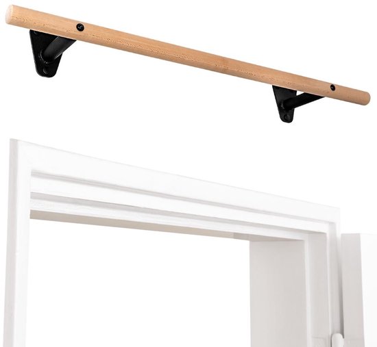 PULLUP & DIP Wood - Houten Pull-up Stang Wandmontage - Premium Beukenhout - 40mm Grip Diameter - Extra Brede Grip (100 cm)