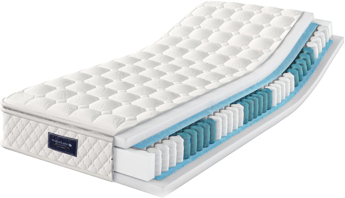 Pocketveringmatras 90x200 - 7-Zone Matras Met Koudschuim - H3 Hardheid, 25cm Hoog - Oeko-Tex Gecertificeerd - Voor Zij-, Rug- En Buikslapers - Wit