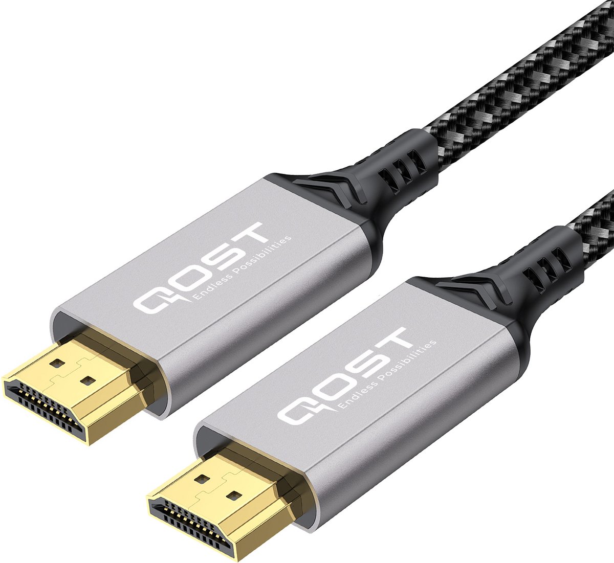 Qost - Premium HDMI Kabel 2.1 - HD High Speed 8K - Spacegrey - 2 Meter - 8K 60Hz - 4K 120Hz - 48 Gbps
