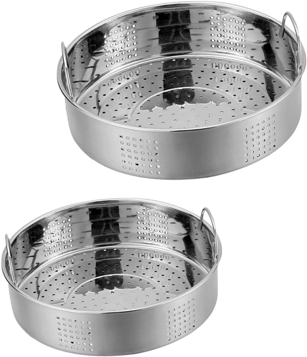 Rvs Stoommandjes Set - Voedselstoominzet - Gezond Koken - Dubbelwandig Ontwerp - 23 en 25 cm - Zilver