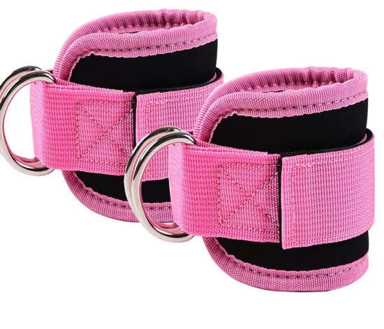 Enkelbanden / Weerstandsbanden, Polsbanden & Extra dikke, verstelbare fitnessbanden — Voorzien van D-ringen, specifiek ontworpen voor 'Glute Kickbacks' aan de kabelmachine; Accessoires voor voet- en beentraining in de sportschool (per paar)