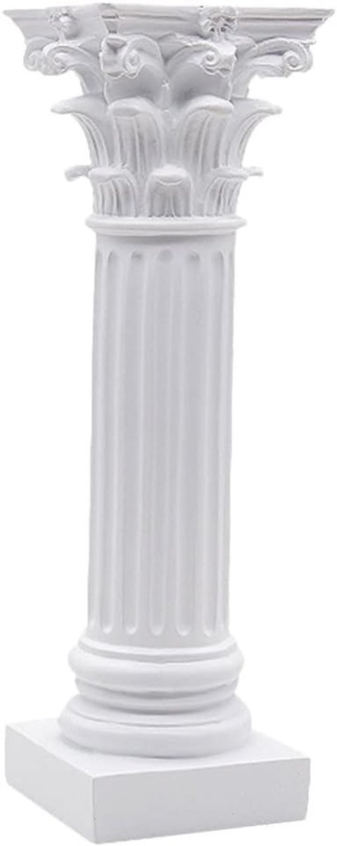 Griekse zuil hars - Buiten beeld - Tuin decoratie - Weerbestendig materiaal - 30x9x9 cm - Wit