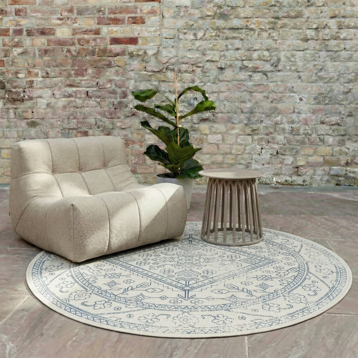 Rond buitenkleed Nova blauw - Interieur05 - Rond 240 Ø - (XL)