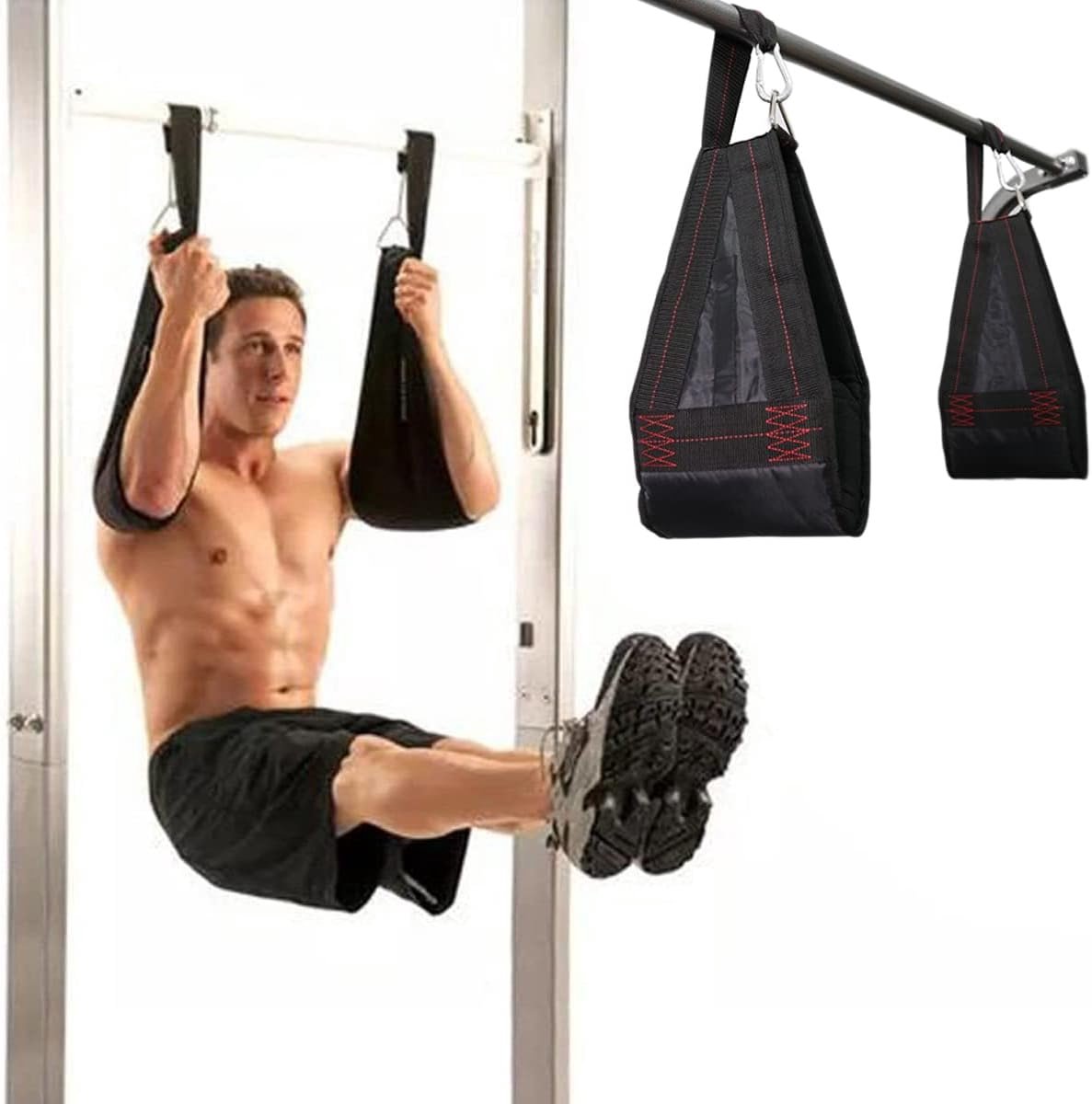 Abdominale Sling Riem - Opknoping Bandjes - Buiktraining Fitness - Duurzaam Nylon Materiaal - 33 x 175 cm - Zwart