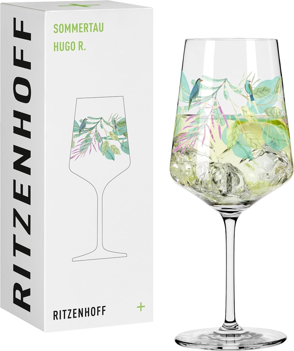 Aperitiefglas 500 ml met bladerenmotief voor spritz en schorle - hoogwaardig kristalglas