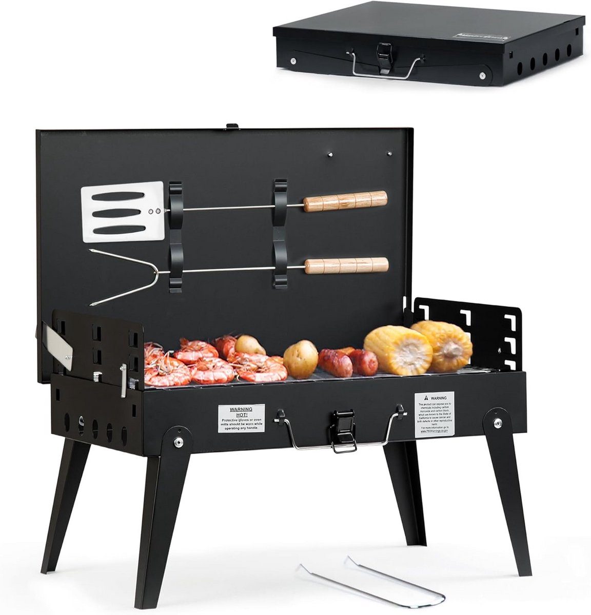 Draagbare Houtskoolgrill Opvouwbaar voor Kamperen en Picknick