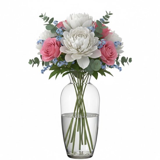 H&S Collection Vaas - Hoge vaas - glas - flesvorm - 18 x 50 cm - transparant