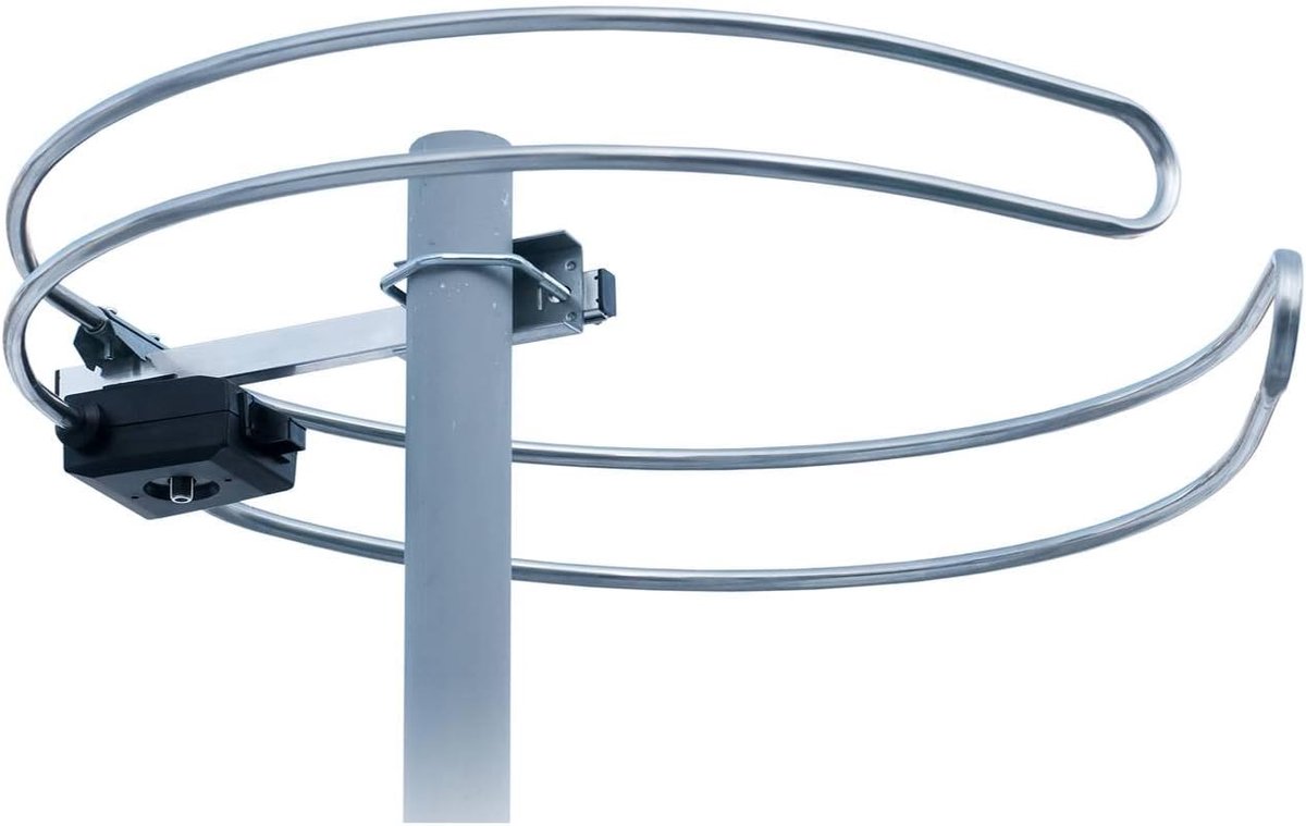 Ringantenne - FM Antenne - Radio Ontvangst - Robuuste Mastklem - 215mm Breed - Zilver