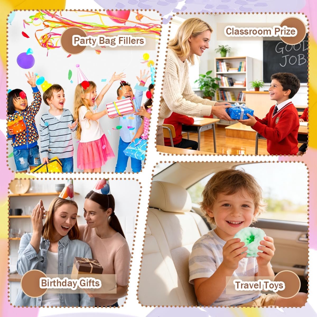 Squishy - 2 Stuks - Knijpbal - Angst Te Verminderen - Fidget Squishy - Stressballen - Anti-stress Knijpspeelgoed - Zachte, Langzame Squishy - Sensorisch Fidget - Parelstressbal - Stressbal voor kinderen - Decompressiespeelgoed - Volwassen en Kinderen — afbeelding 6