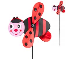 Tuinsteker Lieveheersbeestje Windmolen 112 cm – Windspel Tuindecoratie – Bewegende Tuinmolen – Tuin Decoratie