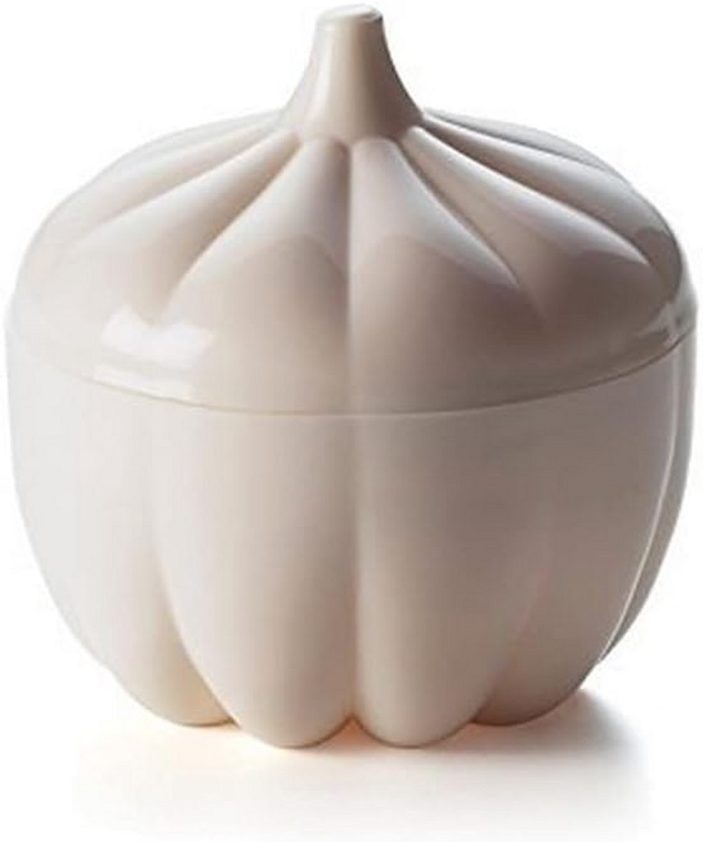 Knoflook Container - Keuken Gadget - Verse Kruiden Bewaren - Uniek Vormgegeven - 8x8x8 cm - Wit