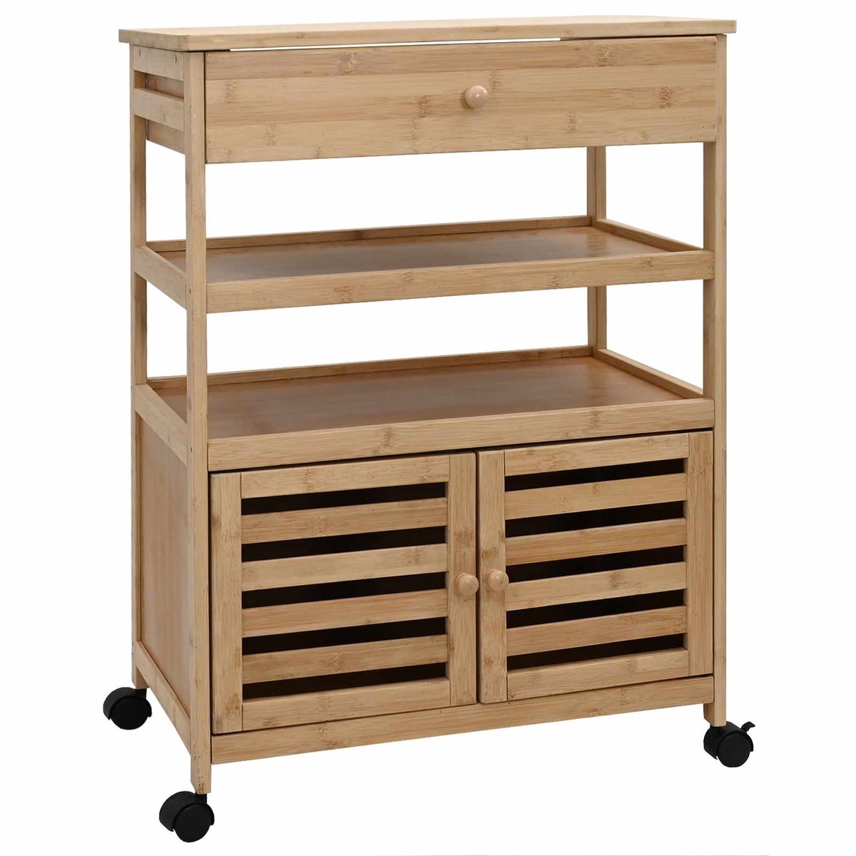 vidaXL - Keuken - Trolley - met - Wielen - Naturel - 59,5 - x - 36 - x - 82 - cm - Bamboe