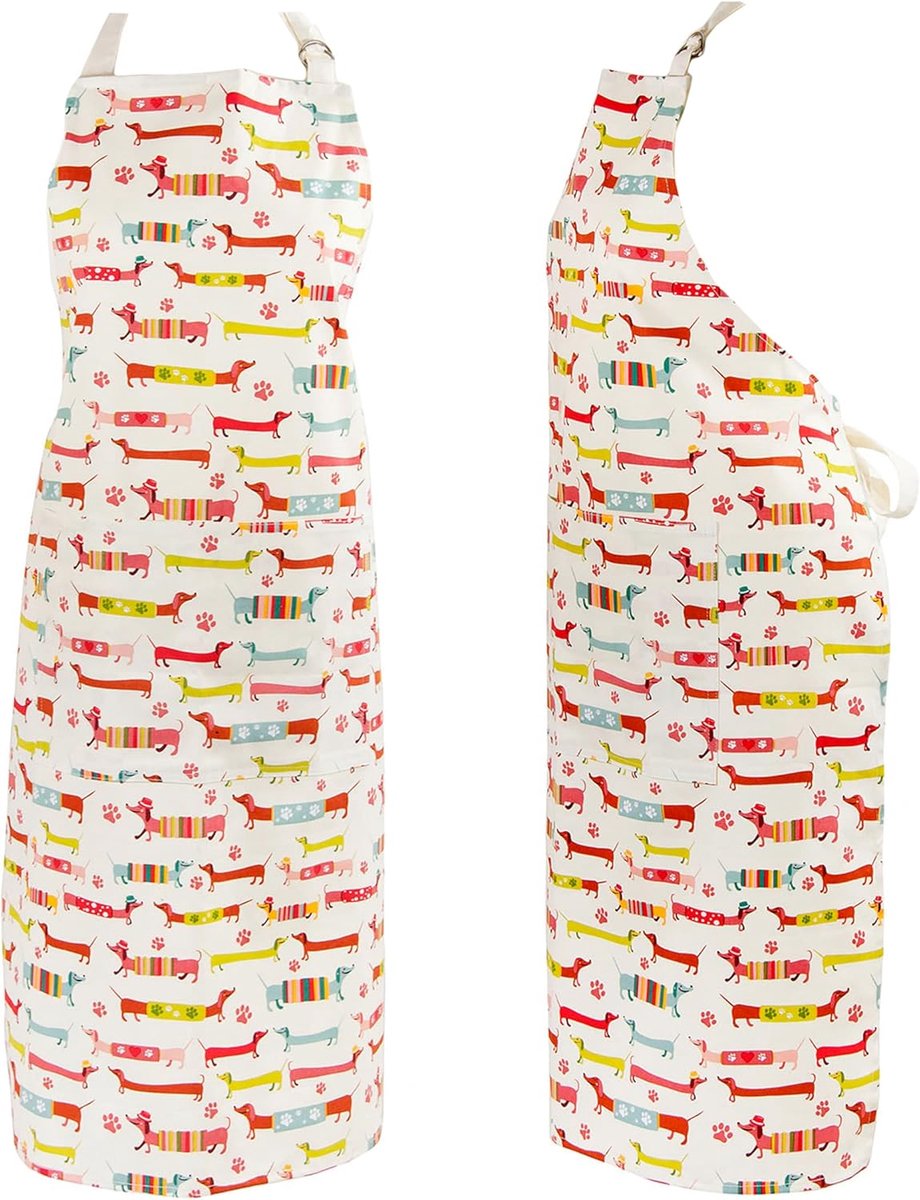 Katoenen Keukenschort met Teckelprint voor Koken en Bakken