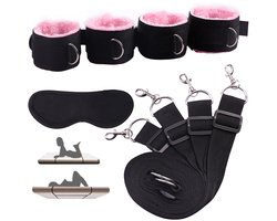 longziming-Bondage Set - Handboeien - Sex Toys voor Koppels - Vastbinden - 7-delige BDSM set met oogmasker - Verstelbaar - Comfortabel pluche - Voor beginners en gevorderden - Roze