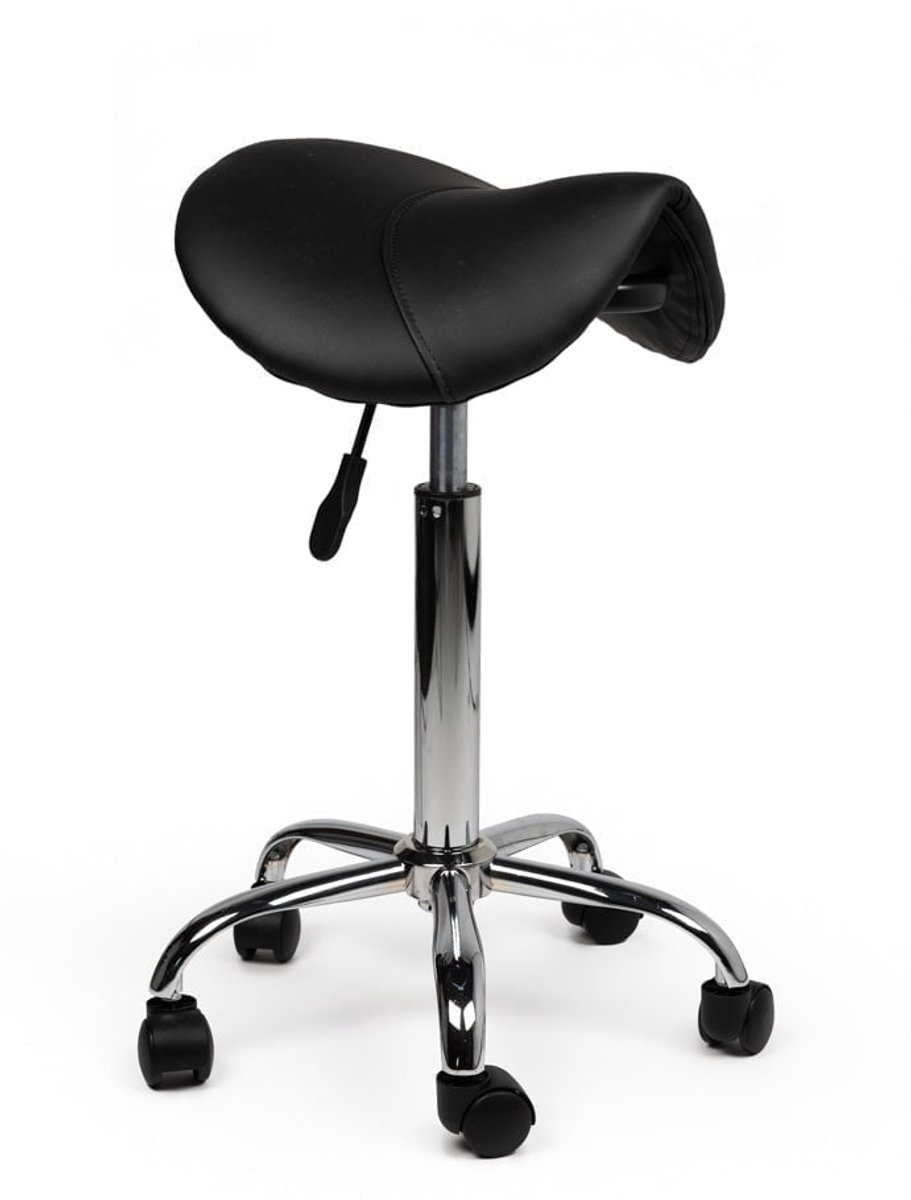 Ergonomische Zadelkruk Zwart op Wielen Standaard (50-68cm) / zonder Voetsteun / Standaard wielen