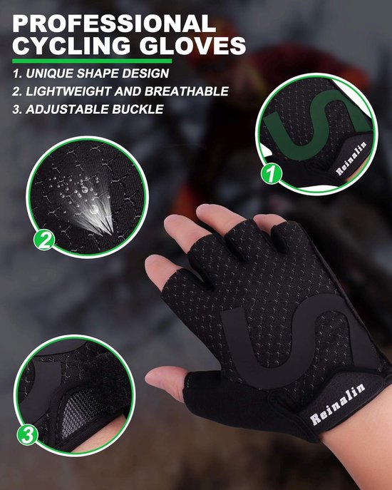 Schokabsorberende Fiets- en Mountainbike Handschoenen met Antislip voor Heren en Dames — afbeelding 4