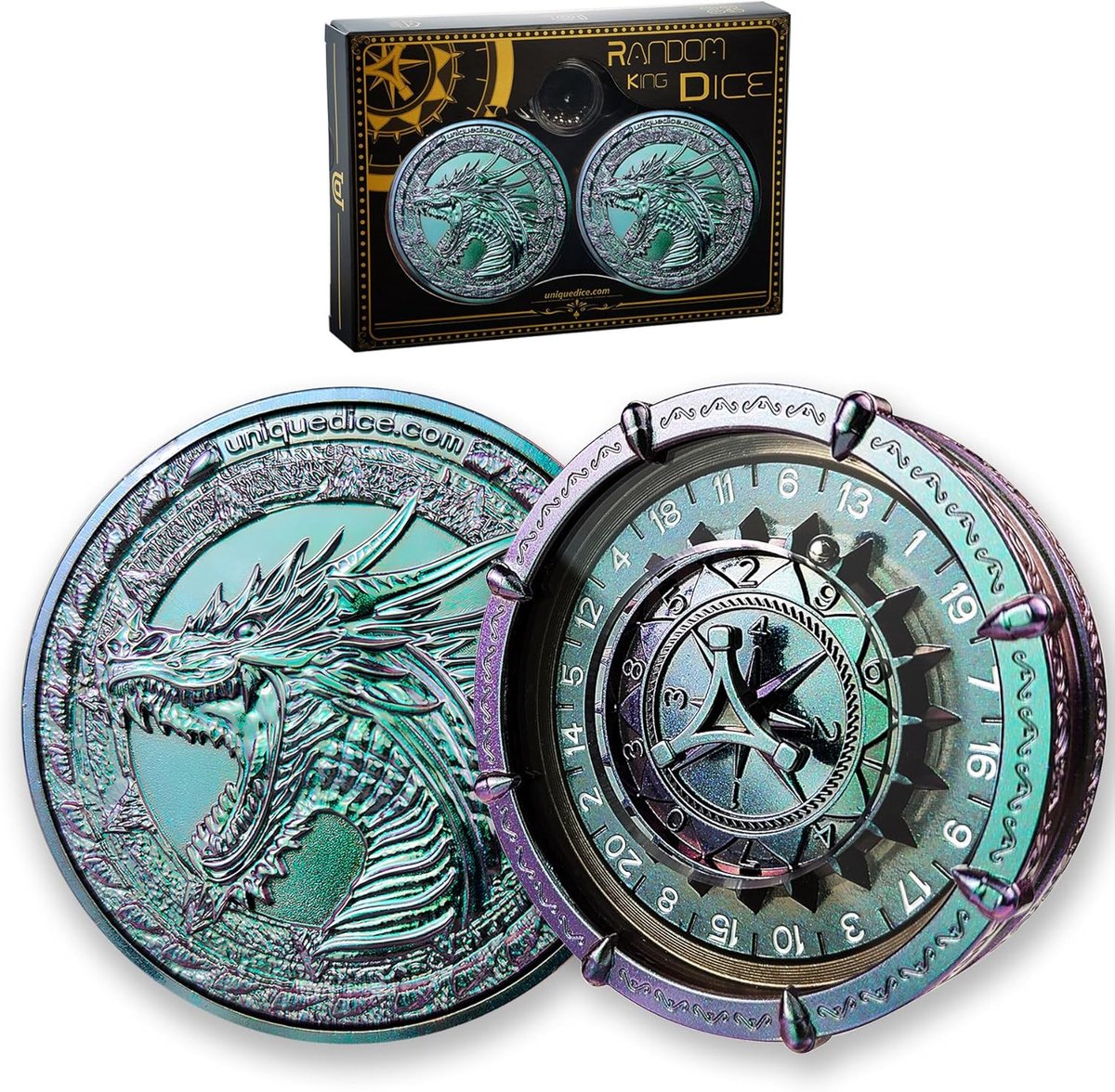 Metalen Roulette Dobbelstenen Set 7-in-2 - Zwart Chameleon