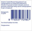 Barcode en productinformatie. Nettogewicht: 107 gram.