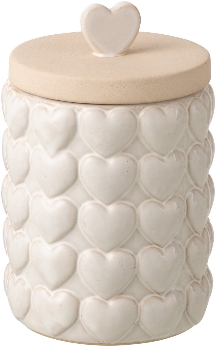 J-Line decoratie Harten - polyresin - steen - ecru