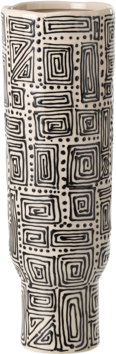 J-Line vaas Patroon - keramiek - wit/zwart - large