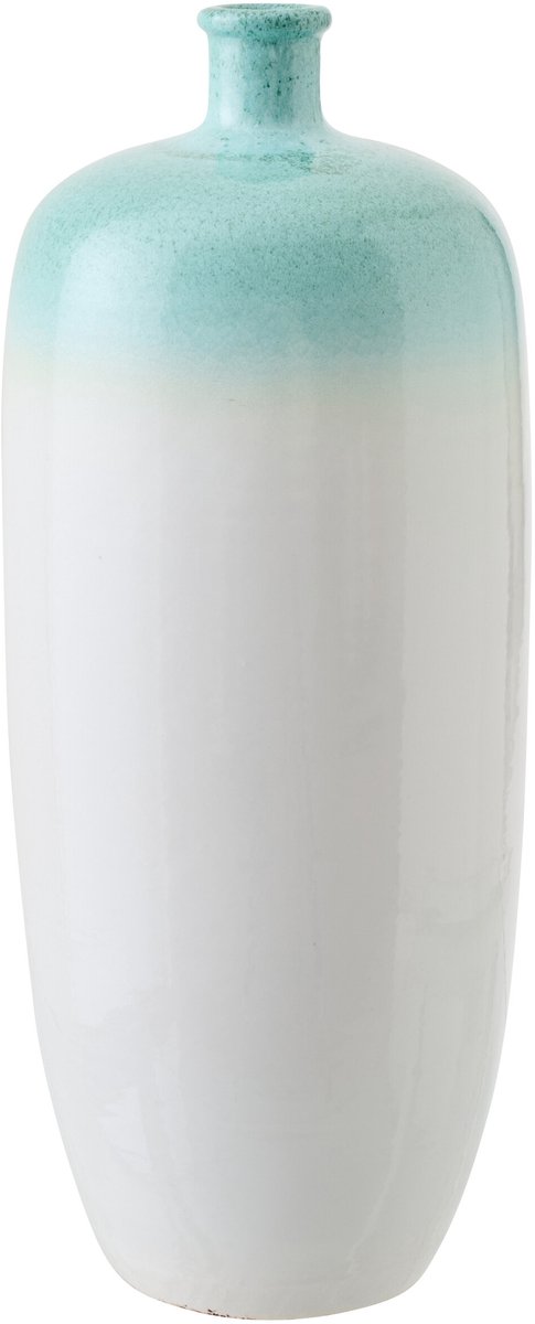 J-Line vaas - keramiek - muntgroen/wit - small