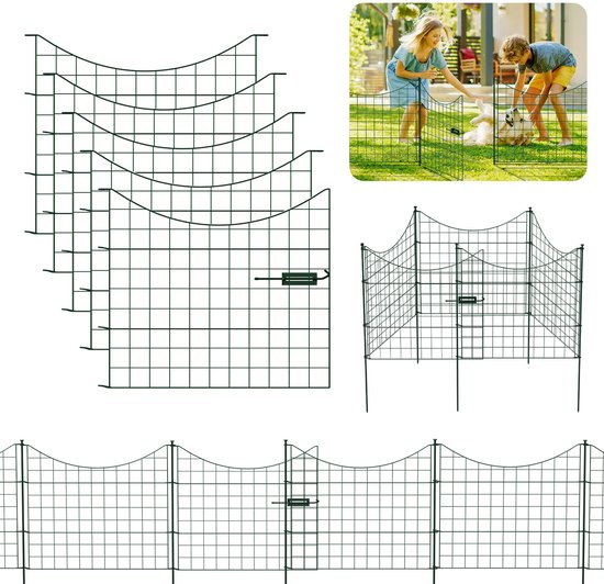 5X Clôture de mouton Clôture d'étang Portail de jardin Clôture en osier Clôture de jardin Clôture grillagée Clôtures Métal Arc inférieur Vert
