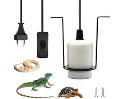 Keramieken houder voor reptielenlamp met kabel - Terrariumverwarmingsaccessoire met EU-stekker - Geschikt voor schildpadden terrarium - Veiligheidslampbevestiging