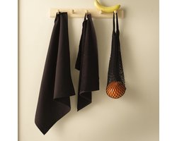 DDDDD - Logo - 6x Keukendoek - Set van 6 stuks - Katoen - Keukenhanddoeken - 50x55 cm - Zwart