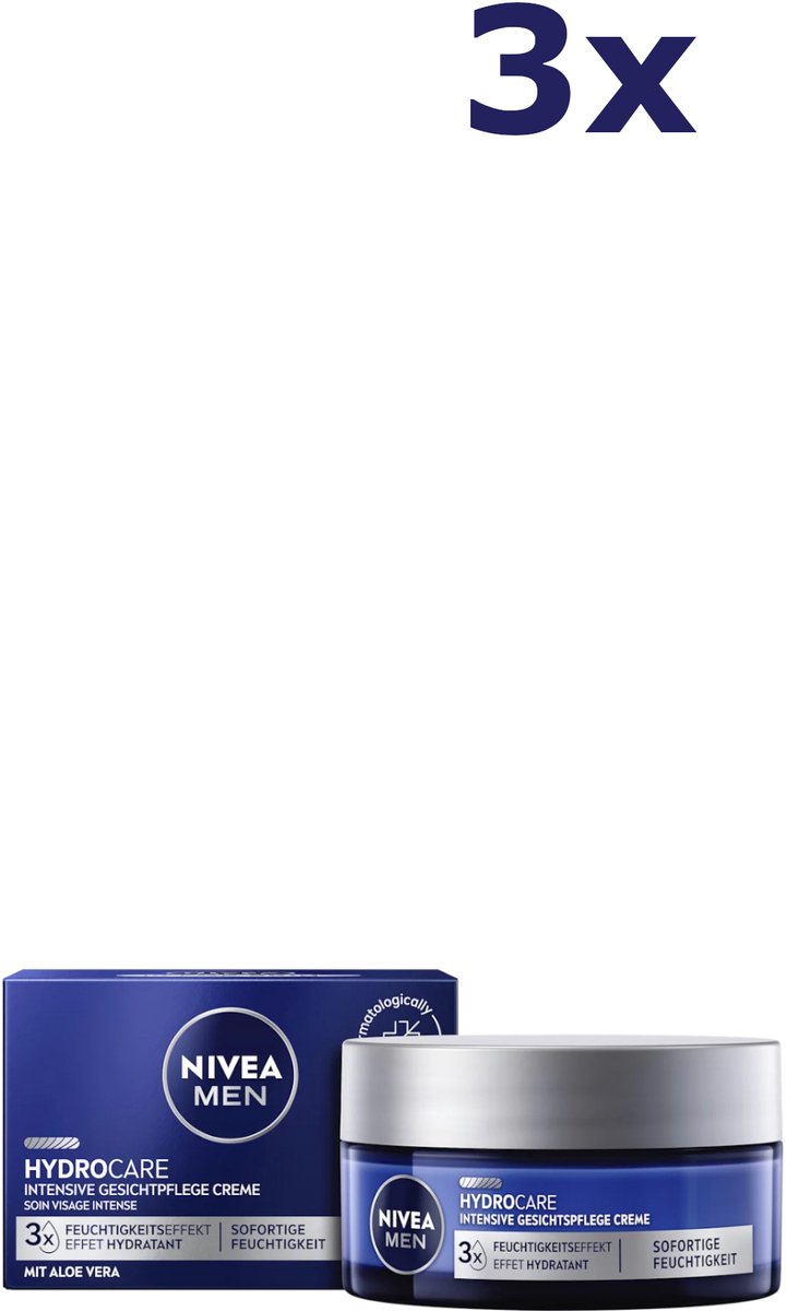 3x Nivea Men Gesichtscreme HydroCare Intensive 50 ml