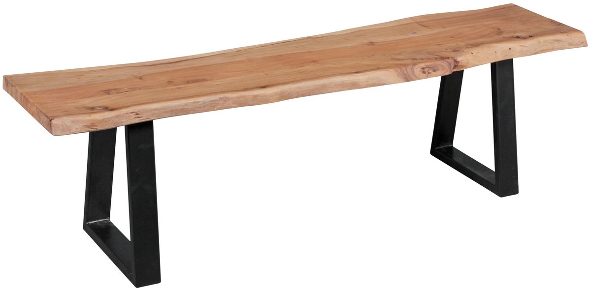 Acacia Houten Bank - Eetbank - Rustiek - 160 x 40 cm - Duurzaam en Handgemaakt - Uniek Design met Metalen Voeten