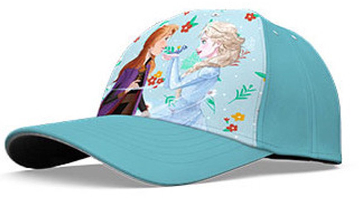 Disney Frozen Petje - 54 cm - Baseball cap kinderen - Verstelbare sluiting - Zonbescherming zomer - Blue Flowers design - Comfortabele pasvorm - Outdoor accessoire - Voor meisjes - Blauw