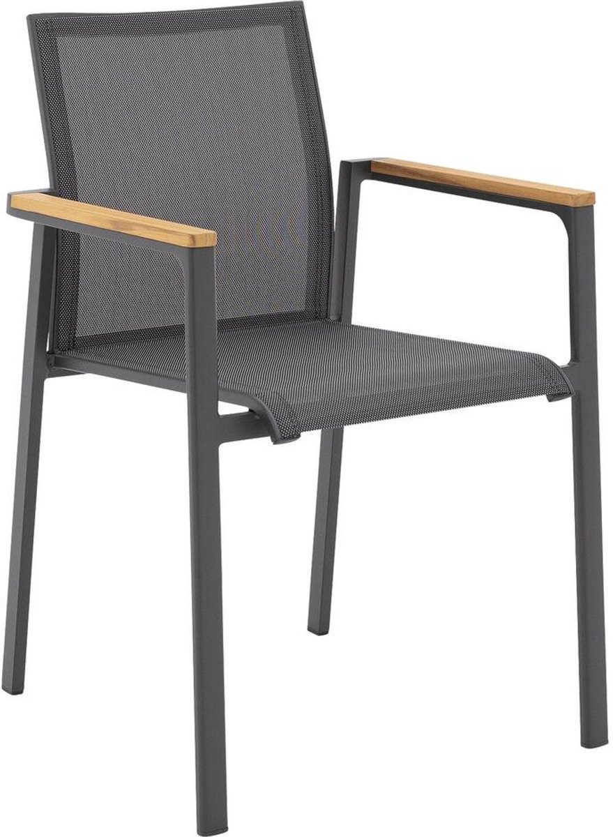 Goossens Tuinstoelen Ponza - Kunststof - grijs - 57 x 86 x 58 cm - Stapelbaar