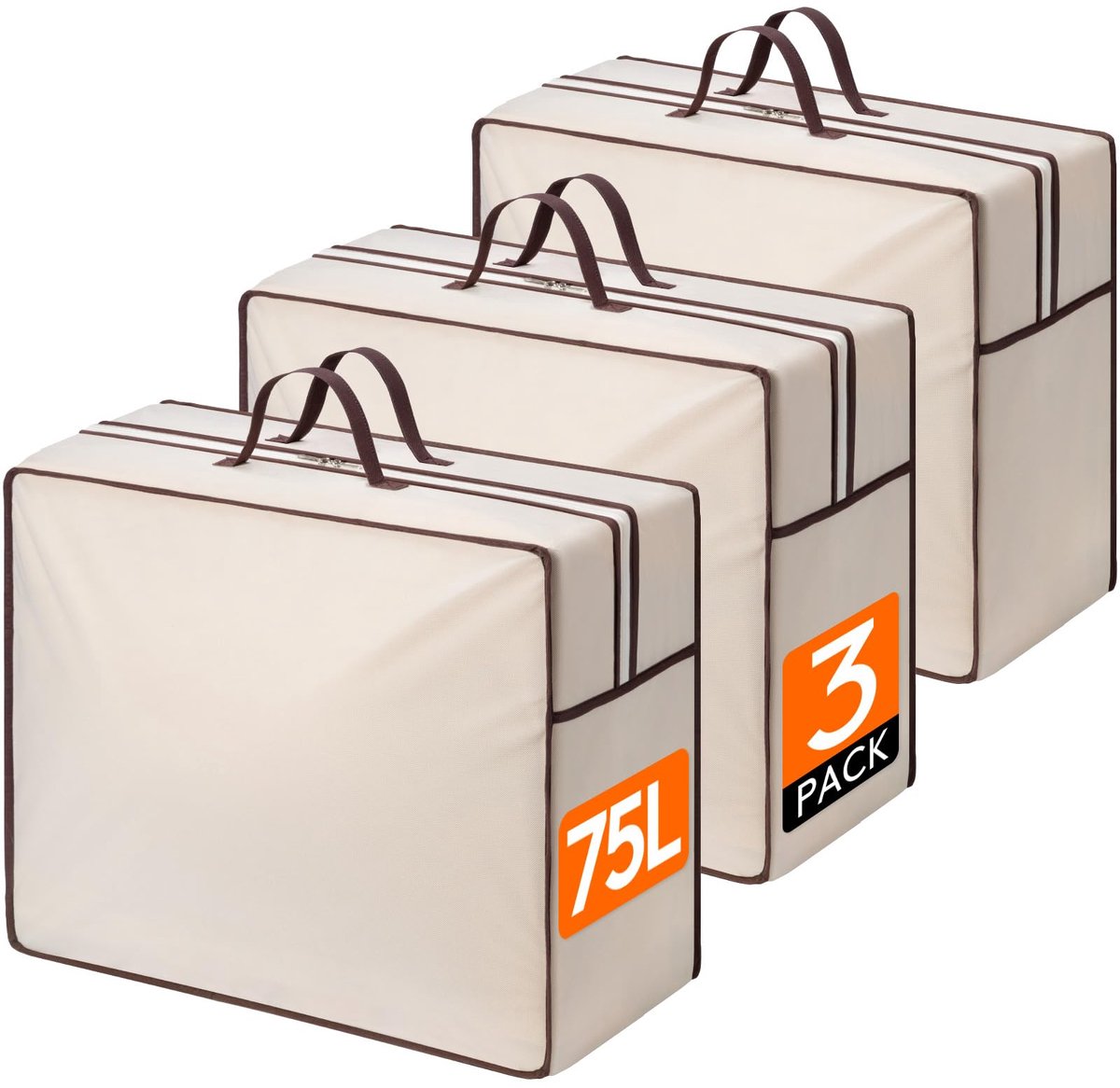 Opbergzakken - 75L Capaciteit - 3 Stuks met Dubbelrits