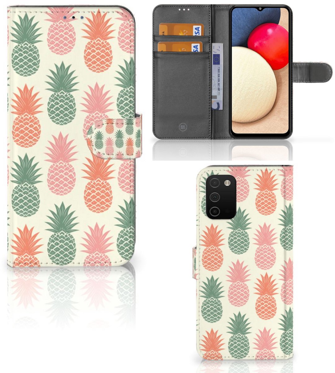 Samsung Galaxy A03s Book Cover Ananas