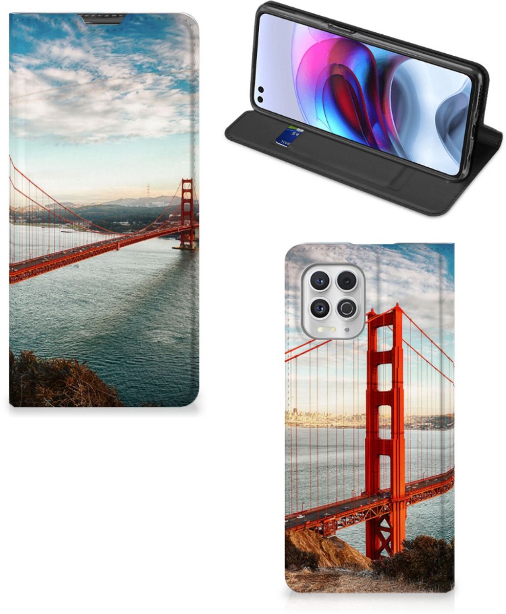 Standcase Hoesje voor Motorola Moto G100 Book Cover Golden Gate Bridge