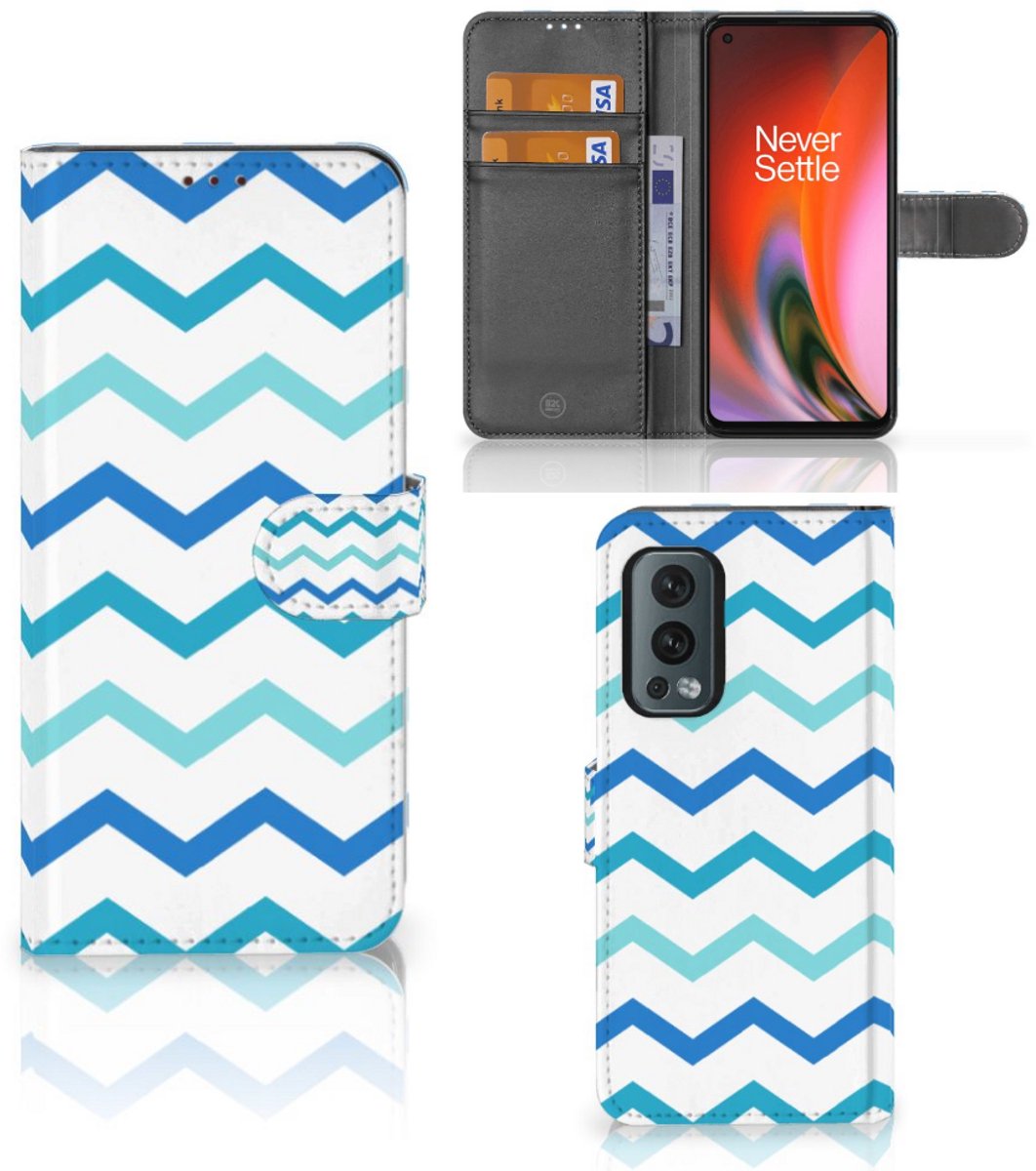 OnePlus Nord 2 5G Telefoon Hoesje Zigzag Blauw