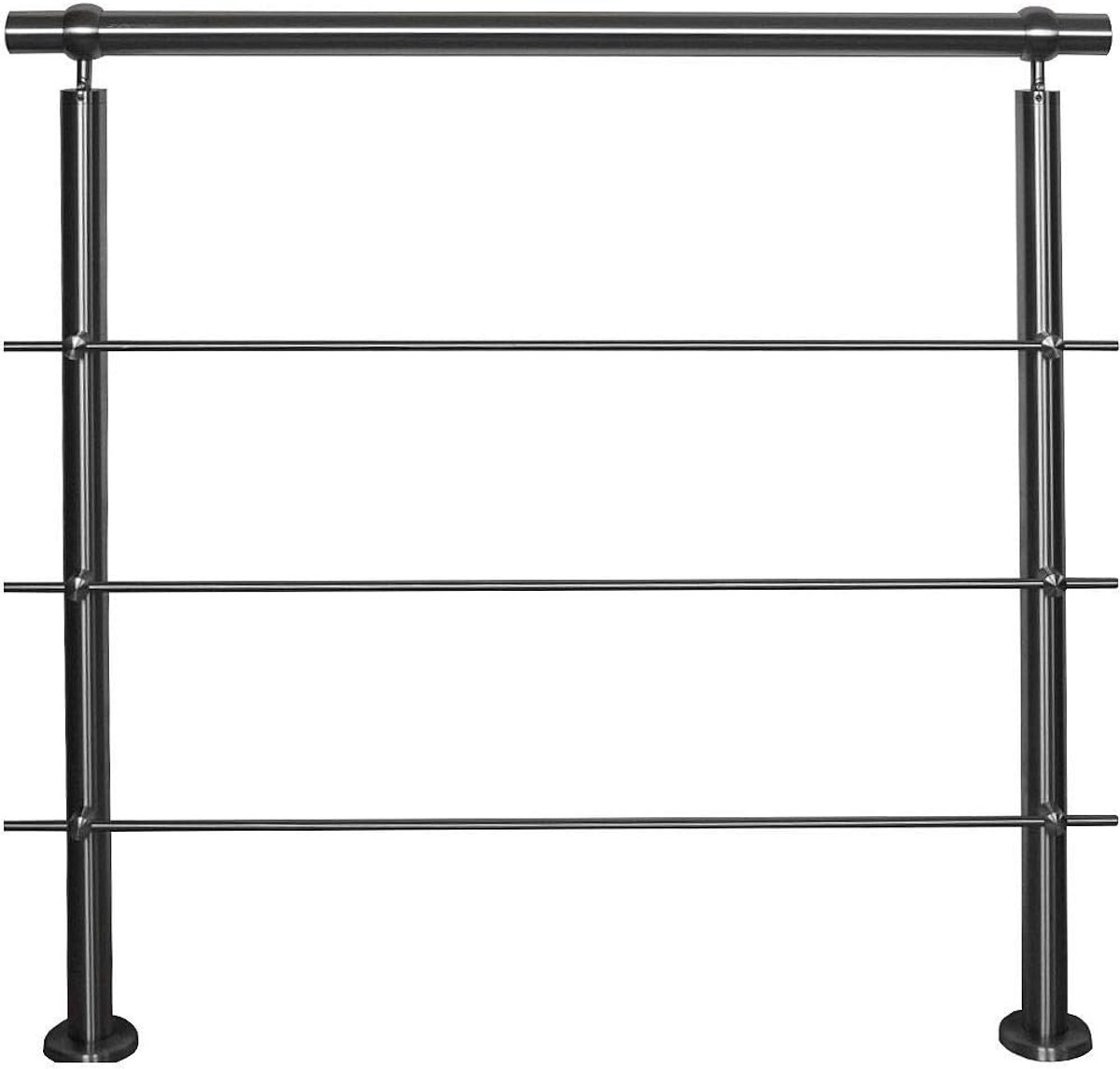 Roestvrijstalen balustrade voor balkon, terras of trap met horizontale stangen - 1,5 m