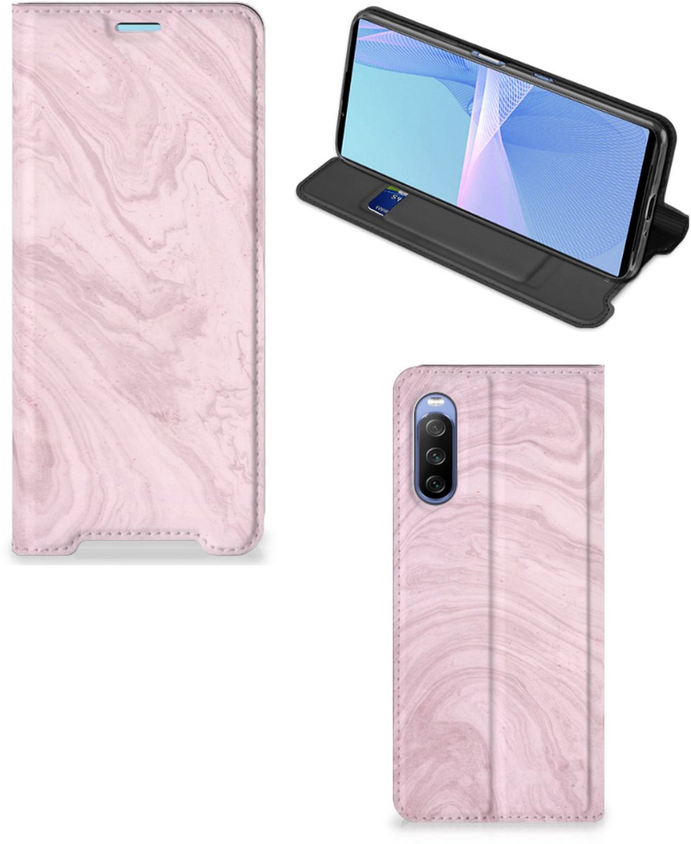 Sony Xperia 10 III Standcase Marble Pink - Origineel Cadeau Vriendin