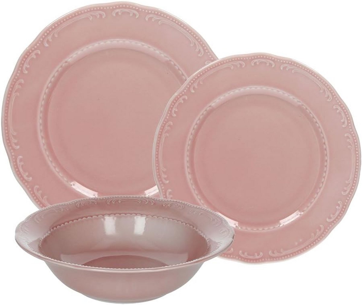 18-Delige Porseleinen Charm Servies Set in Blush Roze