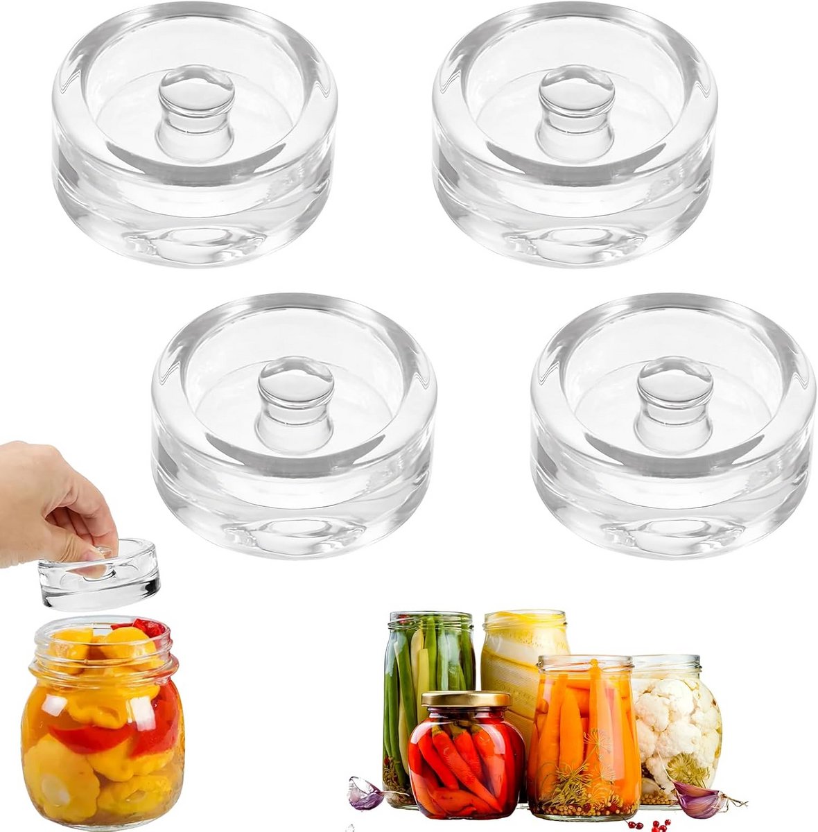Set van 4 gistingsgewichten 7 cm - Glazen gewichten voor gisting en conserveren