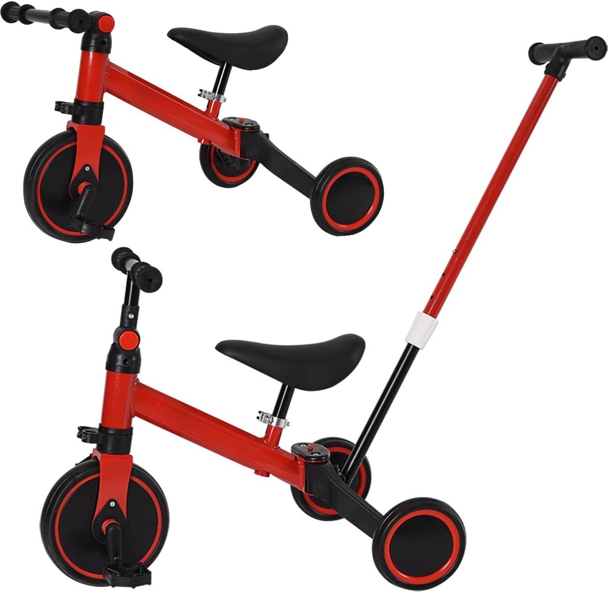 Evolutionaire 4-in-1 driewieler voor kinderen van 1-7 jaar - Fiets met afneembare pedalen, veilig en aanpasbaar