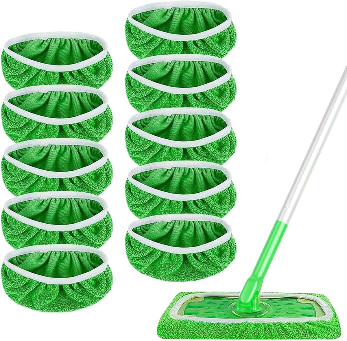 10 Stuks Herbruikbare Vloerdoeken voor Swiffer - Droog en Nat Gebruik, 25,4 x 11,5 cm