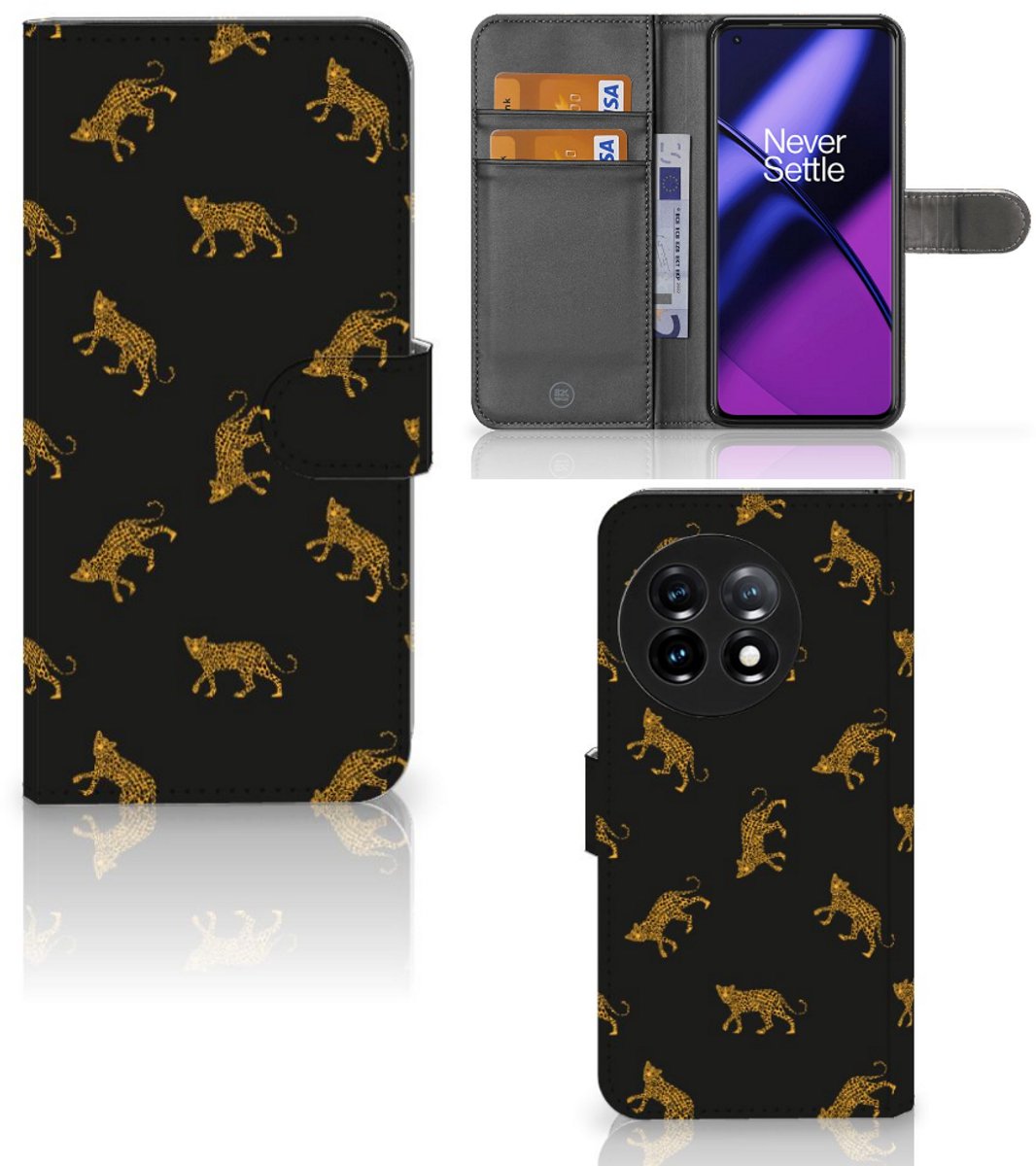 Telefoonhoesje met Pasjes voor OnePlus 11 Leopards