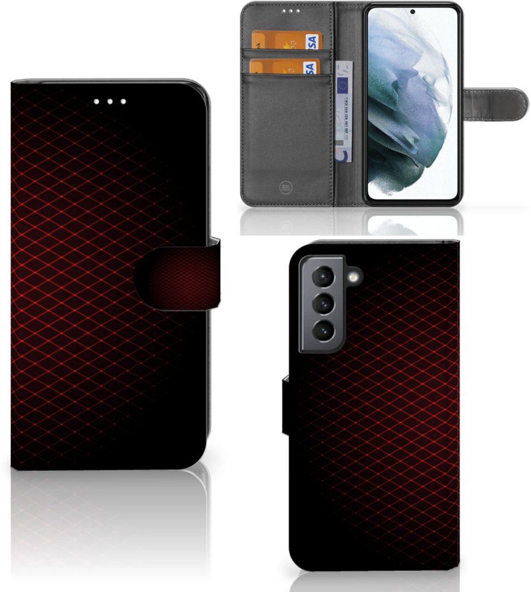 Samsung Galaxy S21 FE Telefoon Hoesje Geruit Rood